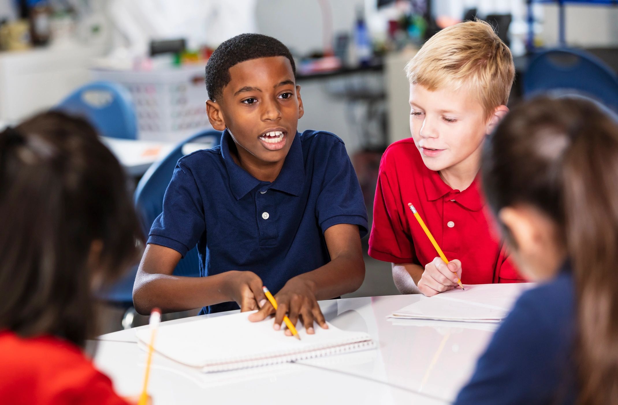 Students participating in a classroom learning activity
